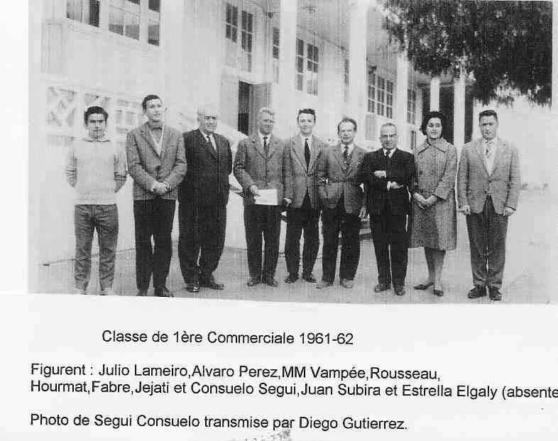 r_1961-1962_1ere Com.jpg - Lycée Regnault - TANGER / MAROC - Année scolaire 1961-1961. 1ère Commerciale  Photos communiquées Consuelo Segui et transmise par Diego Gutierrez.